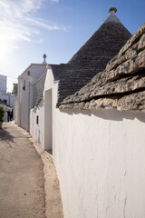 Beautiful town of Alberobello with typical trulli houses built from stone, main touristic district,...
