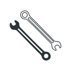 Flat Tool Icon. Simple Sign Wrench. Vector Illustration Symbol