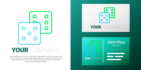 Line Game dice icon isolated on white background. Casino gambling. Colorful outline concept. Vector