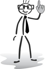 stickman vector illustration showing a hint, comment, result or an answer