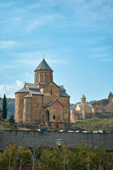 Assumption Church or Metekhi Temple. Historical religious building in Tbilisi