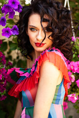 Beautiful woman summer portrait in the city