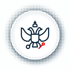 Line National emblem of Russia icon isolated on white background. Russian coat of arms two-headed eagle. Colorful outline concept. Vector