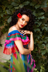 Beautiful woman summer portrait in the city