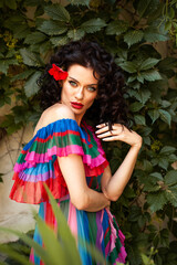 Beautiful woman summer portrait in the city