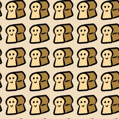 seamless pattern of bread cartoon