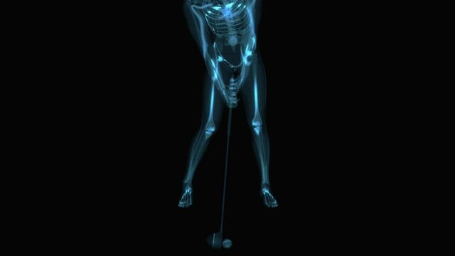 4K anatomy concept of a golf shot