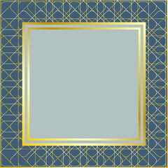 gray background frame vector with with gold pattern