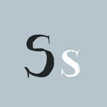 Letter S with dry brush stroke and serif.