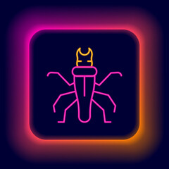 Glowing neon line Termite icon isolated on black background. Colorful outline concept. Vector