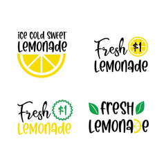Labels and signs of fresh lemonade with lemon. Vector illustrations for graphic and web design, for stand, restaurant - obrazy, fototapety, plakaty
