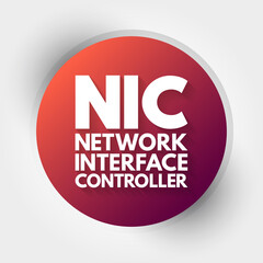 NIC - Network Interface Controller acronym, technology concept background