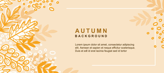 Autumn banner with leaf element and texture. Vector illustration for internet advertising, presentation, banner, cover, web, flyer, postcard, poster, wallpaper, magazine