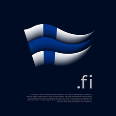 Finland flag. Stripes colors of the finnish flag on a dark background. Vector stylized design national poster with fi domain, place for text. State patriotic banner of finland, cover
