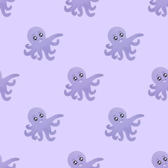 Fototapeta premium cute pattern with blue octopuses