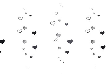 Light Gray vector background with Shining hearts.