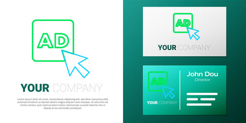Line Advertising icon isolated on white background. Concept of marketing and promotion process. Responsive ads. Social media advertising. Colorful outline concept. Vector