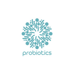 Probiotics logo. Bacteria logo. Concept of healthy nutrition ingredient for therapeutic purposes. Simple flat style trend modern logotype graphic design isolated