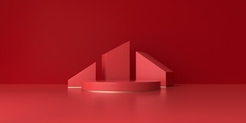 3D rendering of red geometry background