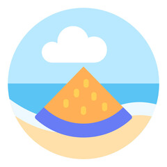Watermelon , Beach flat icon.