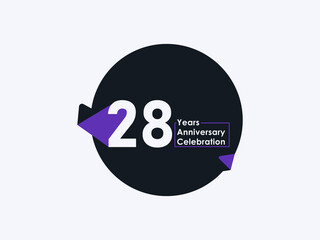 28 Years Anniversary Celebration badge with banner image isolated on white background