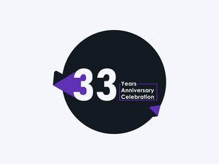 33 Years Anniversary Celebration badge with banner image isolated on white background