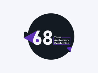 68 Years Anniversary Celebration badge with banner image isolated on white background