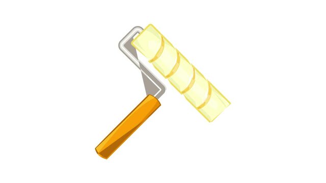 Paint roller icon animation cartoon best object isolated on white background
