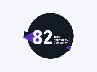 82 Years Anniversary Celebration badge with banner image isolated on white background