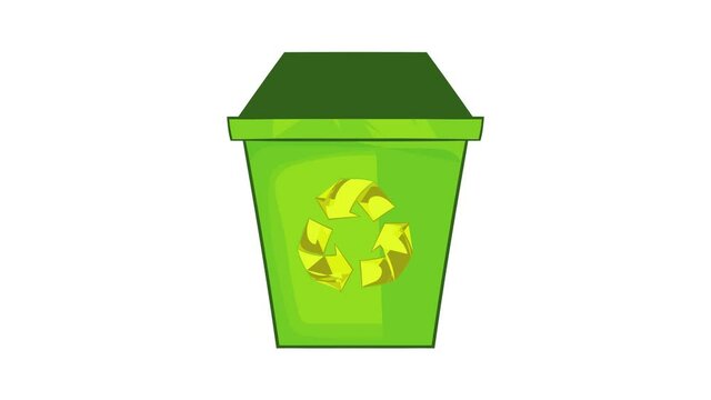 Eco dustbin icon animation cartoon best object isolated on white background