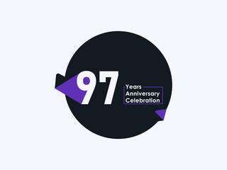 97 Years Anniversary Celebration badge with banner image isolated on white background