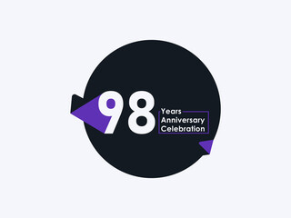 98 Years Anniversary Celebration badge with banner image isolated on white background