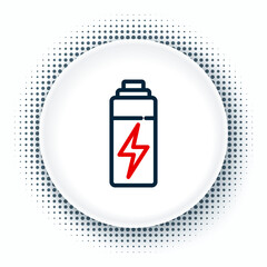 Line Battery icon isolated on white background. Lightning bolt symbol. Colorful outline concept. Vector