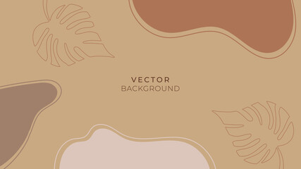 Abstract organic background vector. Earth tone minimal style wallpaper with foliage line art floral and botanical leaves, Organic shapes. Vector background for cover, banner, poster, Web and packaging