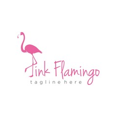 Flamingo Bird Crane Pink Logo Design Vector Image