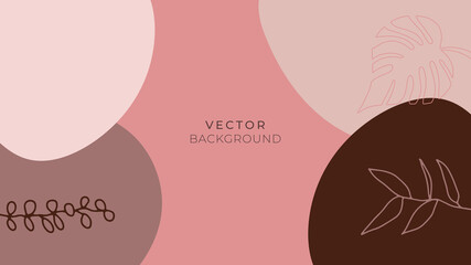 Abstract organic background vector. Earth tone minimal style wallpaper with foliage line art floral and botanical leaves, Organic shapes. Vector background for cover, banner, poster, Web and packaging