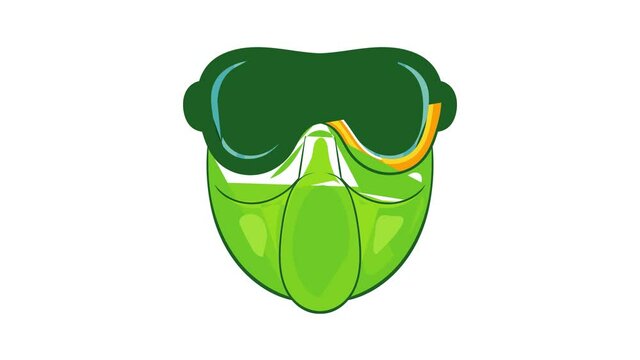 Green paintball mask icon animation cartoon best object isolated on white background