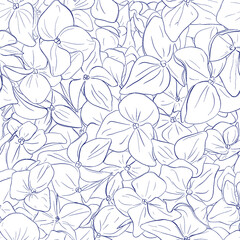 Hydrangea line art tiling pattern