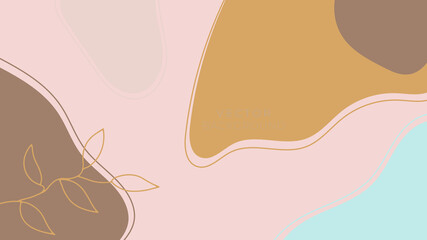 Social media stories and post creative vector background. Background template with copy space for text and images. Abstract coloured shapes, line arts , floral and leaves, warm color of the earth tone