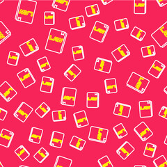 Line Law book icon isolated seamless pattern on red background. Legal judge book. Judgment concept. Vector
