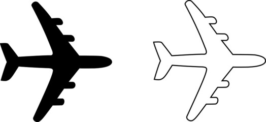 Plane icon. Black and dash.