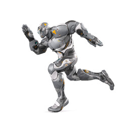 future soldier is running fast in white background