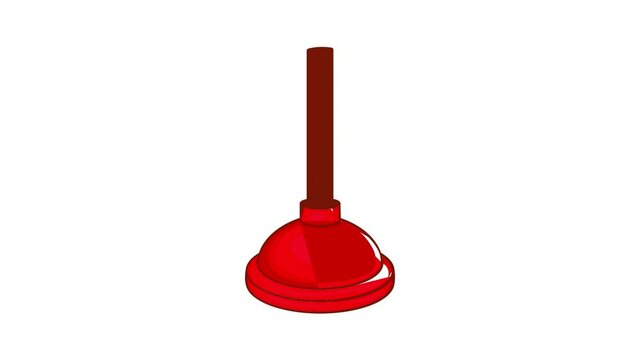 Red cup plunger icon animation cartoon best object isolated on white background