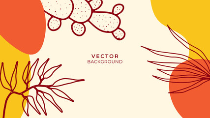 Fototapeta na wymiar Abstract art background vector. Luxury minimal style wallpaper with golden line art flower and botanical leaves, Organic shapes, Watercolor. Vector background for banner, poster, Web and packaging