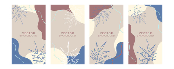 Abstract art background vector. Luxury minimal style wallpaper with golden line art flower and botanical leaves, Organic shapes, Watercolor. Vector background for banner, poster, Web and packaging