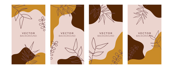 Fototapeta na wymiar Abstract art background vector. Luxury minimal style wallpaper with golden line art flower and botanical leaves, Organic shapes, Watercolor. Vector background for banner, poster, Web and packaging
