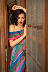 Fashion spanish young woman posing in summer dress