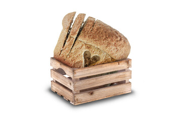 Love fresh bread in a basket isloated - 444970991