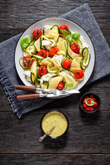 open lasagne with veggies and mozzarella, top view