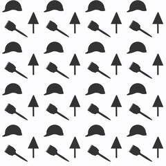 Pattern - construction trowel, helmet, brush - vector. Builder's Day.